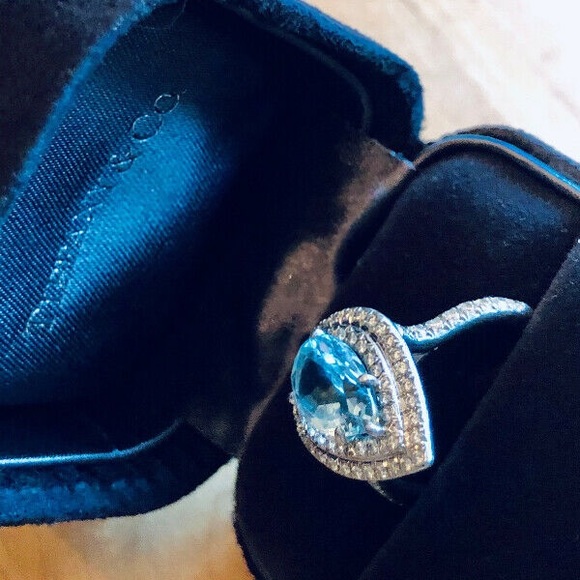 Aquamarine and diamond Tiffany’s ring - Picture 5 of 6